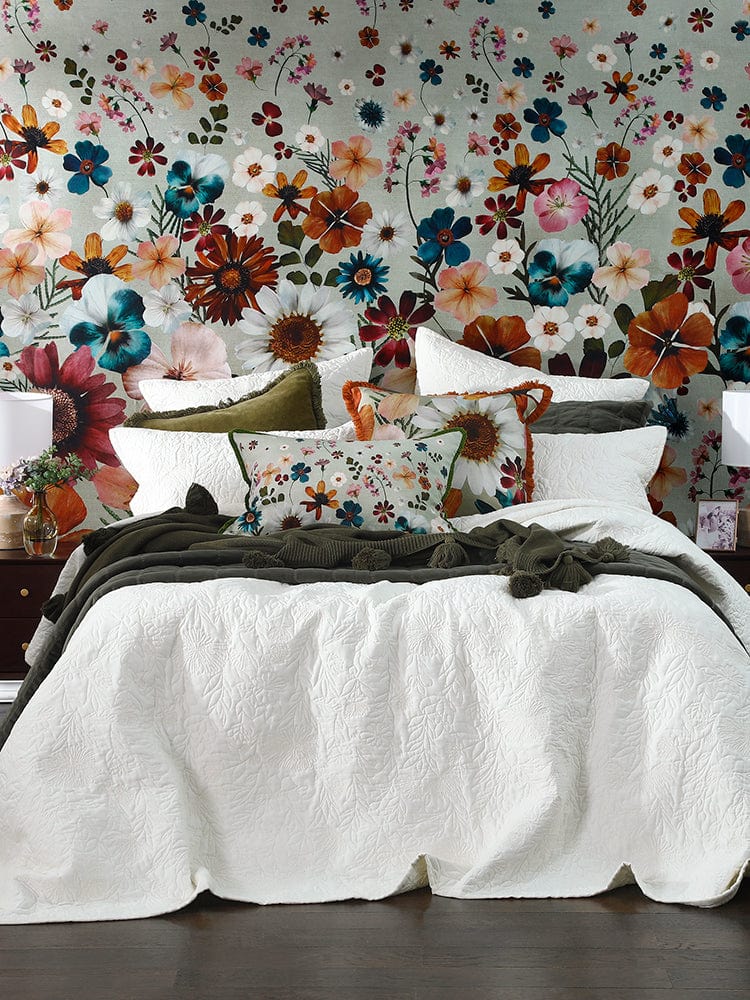 M.M Linen BEDSPREAD M.M Linen Lourdes Ivory Bed Cover Set (7301492605017)