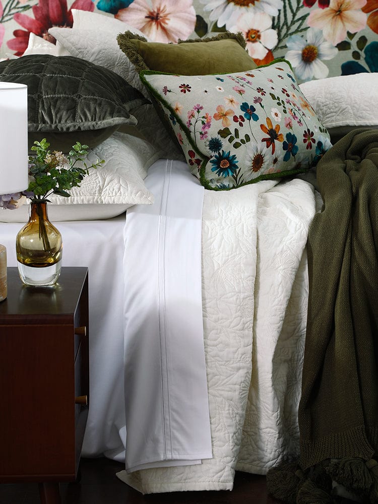 M.M Linen BEDSPREAD M.M Linen Lourdes Ivory Bed Cover Set (7301492605017)