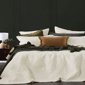 M.M Linen BEDSPREAD M.M Linen Lourdes Ivory Bed Cover Set (7301492605017)