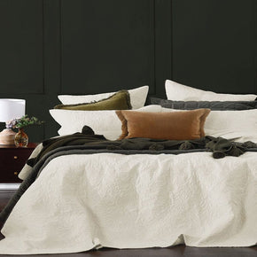 M.M Linen BEDSPREAD Queen M.M Linen Lourdes Ivory Bedspread Set (7312834166873)