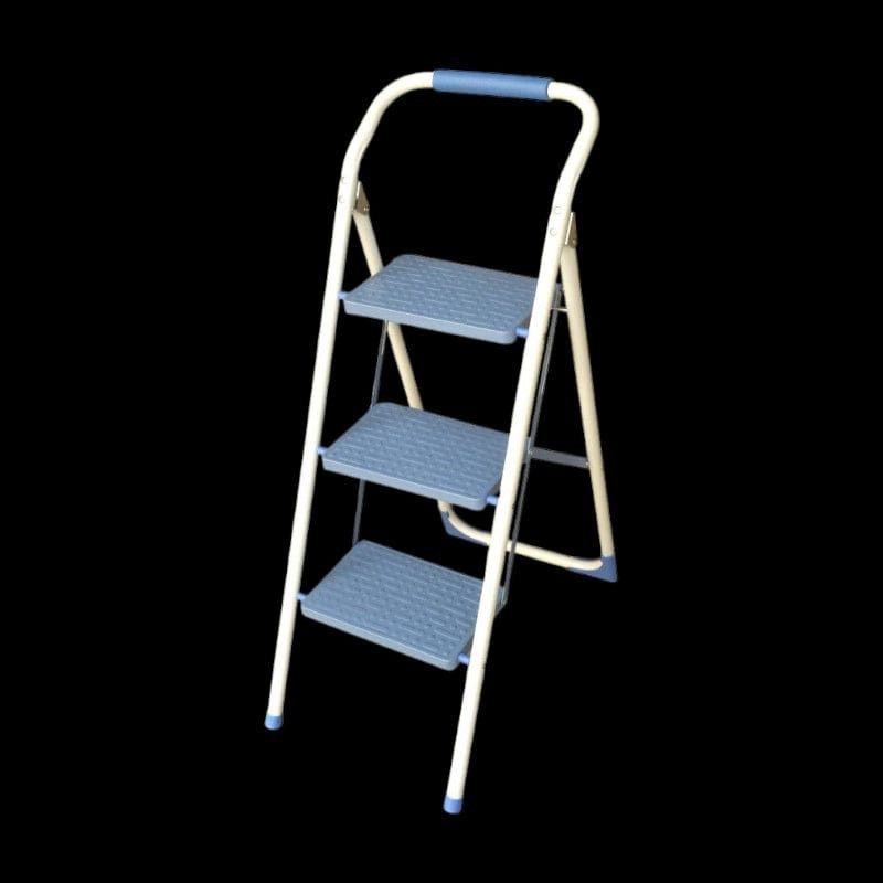 MAXI LADDERS 3 STEP LADDER BLUE Maxi Ladders 3-Step Steel Ladder with Soft Grip PT2060-3