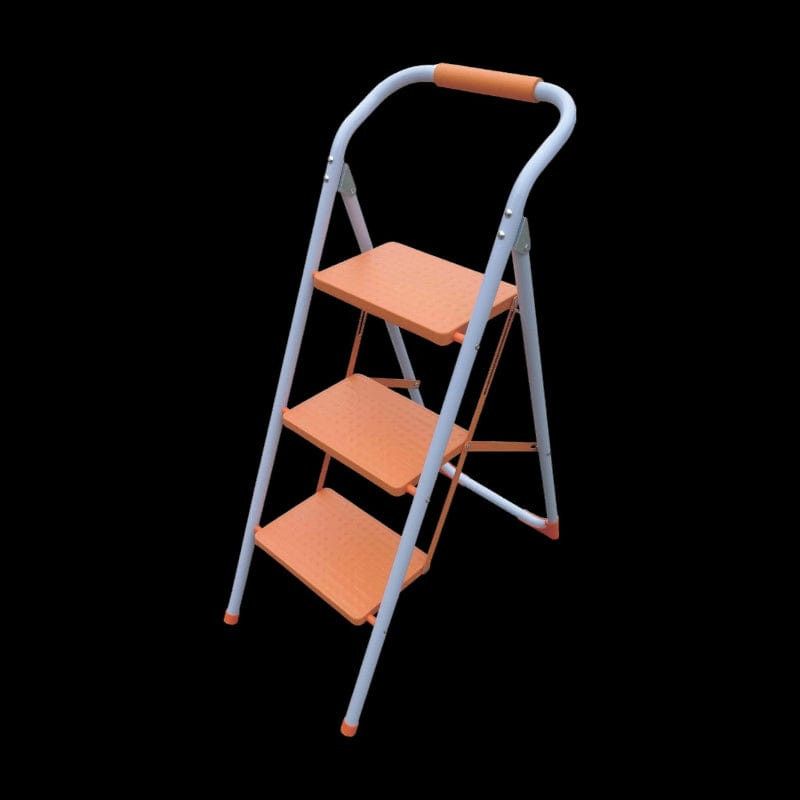 MAXI LADDERS 3 STEP LADDER ORANGE Maxi Ladders 3-Step Steel Ladder with Soft Grip PT2060-3