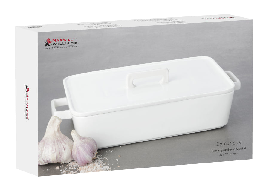 Maxwell & Williams BAKER Maxwell & Williams Epicurious Rectangular Baker with Lid 32x22.5X7cm AW0298