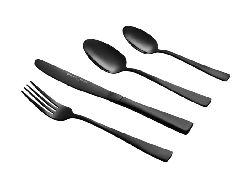 Maxwell & Williams CUTLERY Maxwell & Williams Arden Cutlery Set Shiny Black 16pc MY0014 (7504642867289)
