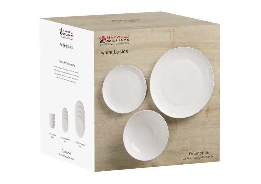 Maxwell & Williams Dinner Set Maxwell & Williams White Basics Diamonds Dinner Set Of 12