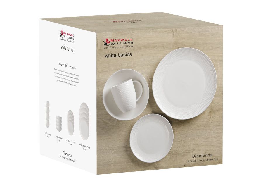 Maxwell & Williams Dinner Set Maxwell & Williams White Basics Diamonds Dinner Set Of 16