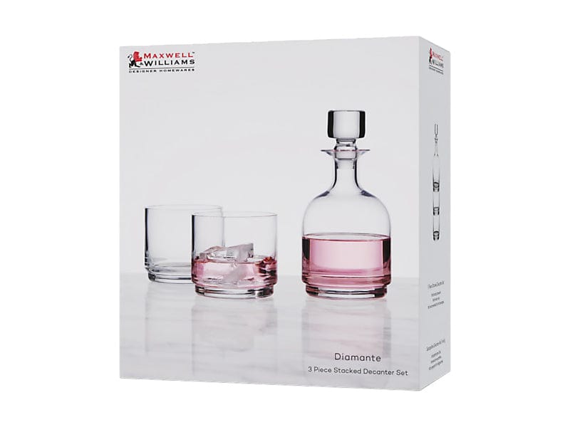 Maxwell & Williams Glasses Maxwell & Williams Diamante Stacked Decanter Set 3pc MQ0076 (7640686657625)