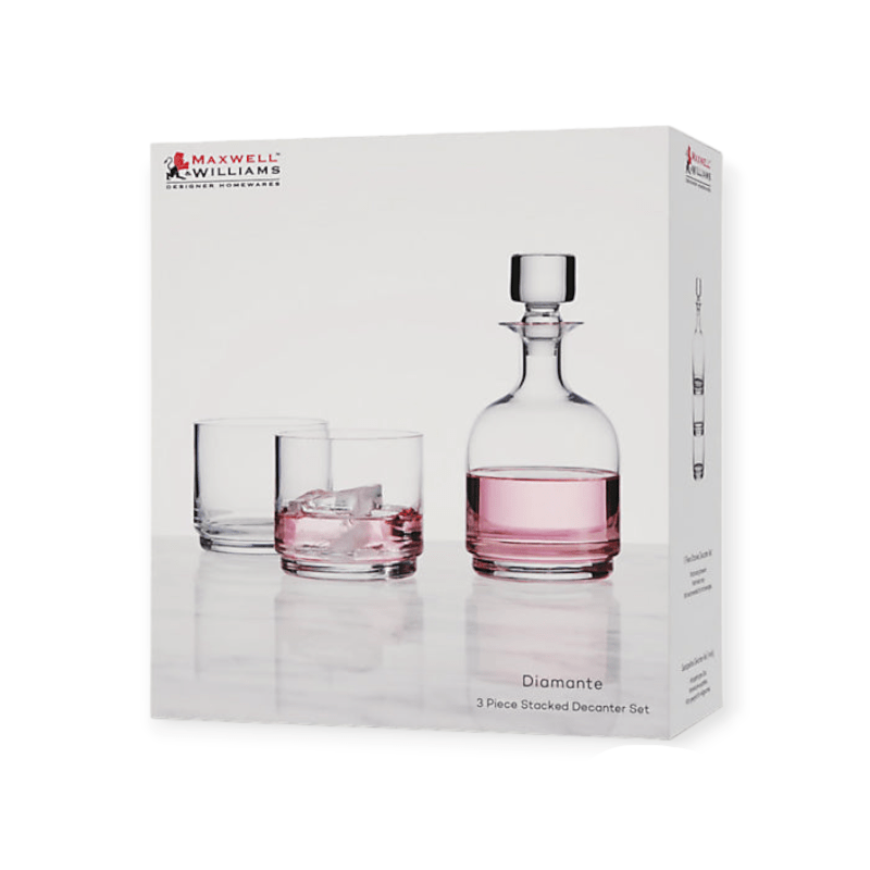 Maxwell & Williams Glasses Maxwell & Williams Diamante Stacked Decanter Set 3pc MQ0076 (7640686657625)