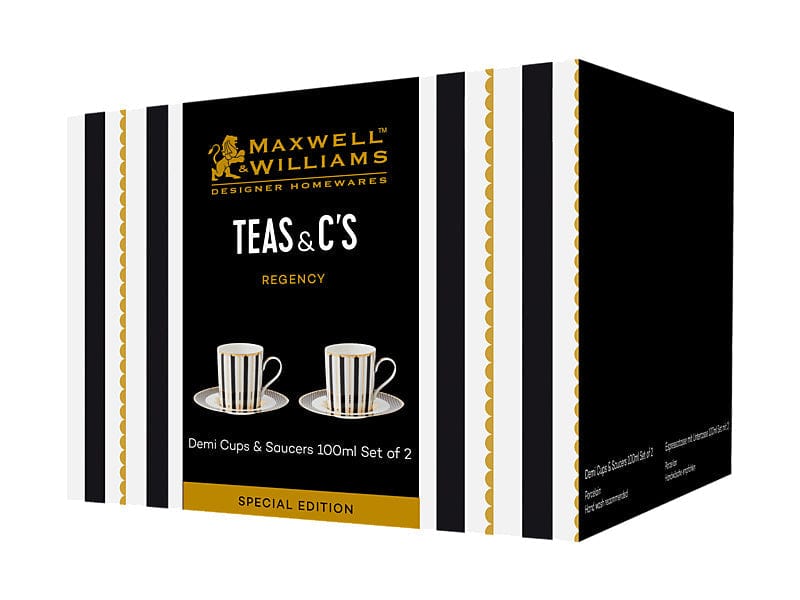 Maxwell & Williams MUG Maxwell & Williams Teas & C’s Regency Demi Cup & Saucer Set of 2 Black 100ml HV0486