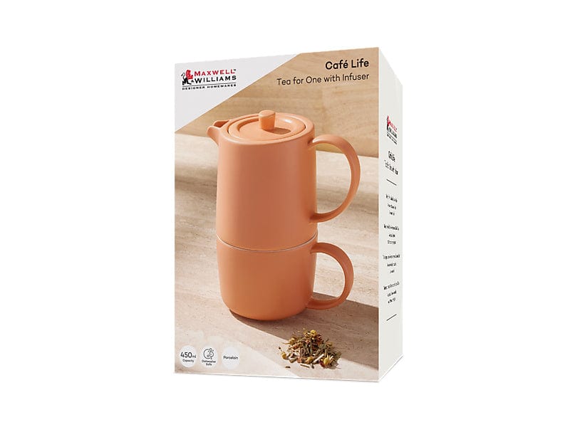 Maxwell & Williams MUGS Maxwell & Williams Cafe Life Tea for One With Infuser 450ML Apricot DI0551