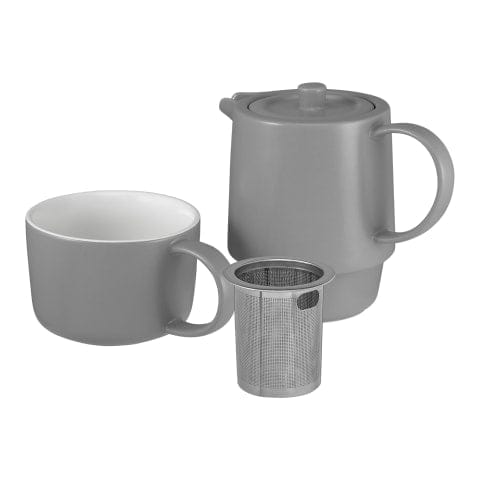 Maxwell & Williams MUGS Maxwell & Williams Cafe Life Tea for One With Infuser 450ML Grey DI0567
