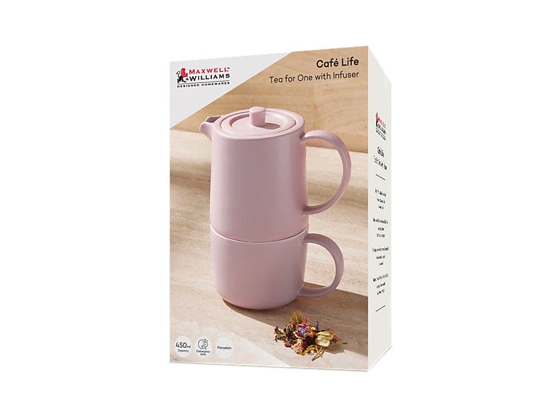 Maxwell & Williams MUGS Maxwell & Williams Cafe Life Tea for One With Infuser 450ML Rose DI0535