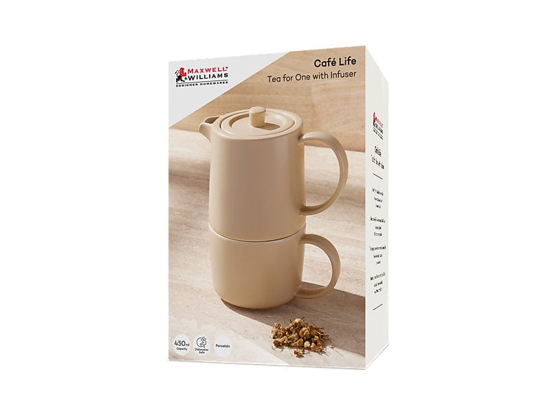 Maxwell & Williams MUGS Maxwell & Williams Cafe Life Tea for One With Infuser 450ML Sand DI0511