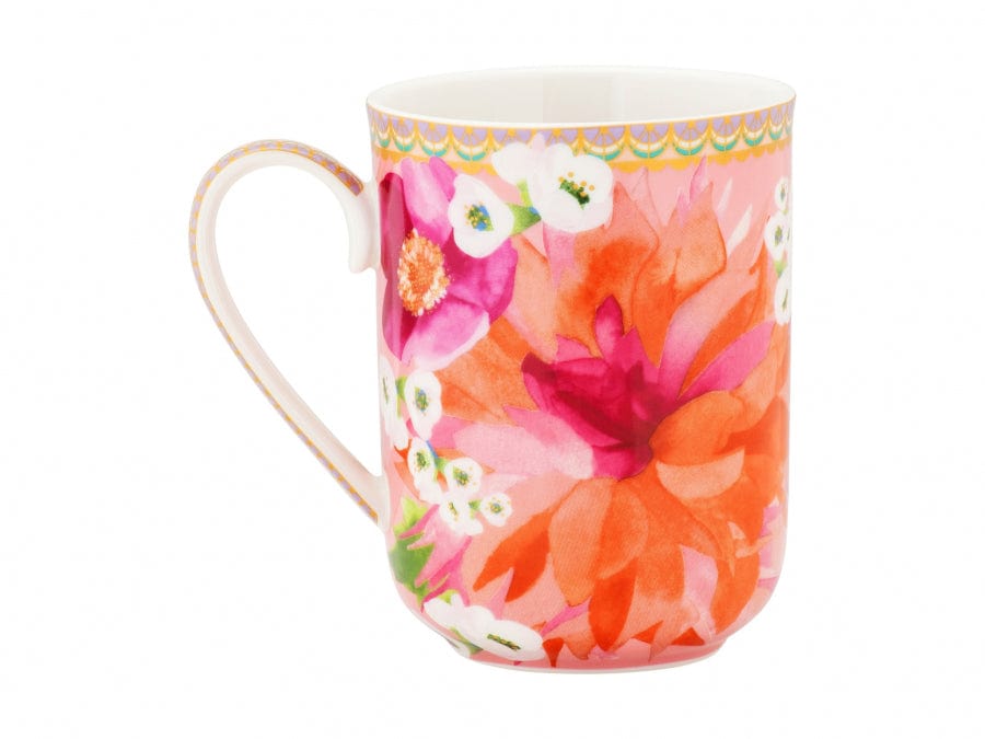 Maxwell & Williams MUGS Maxwell & Williams Dahlia Daze Lidded Mug With Infuser 340ML Pink HV0360 (2077471539289)