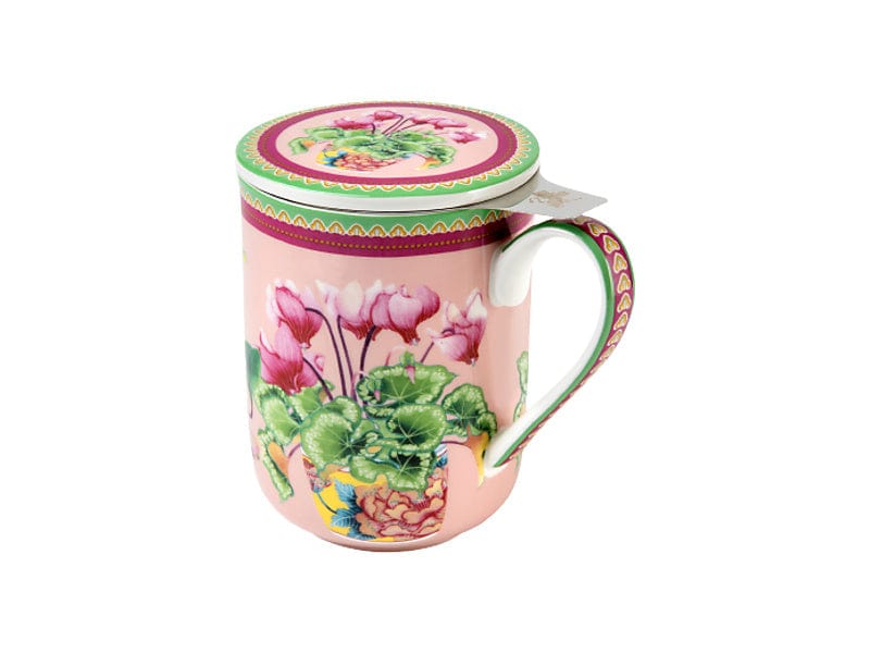 Maxwell & Williams MUGS Maxwell & Williams Gabby Malpas Jardin Mug With Infuser Cyclamen 340ml HV0386