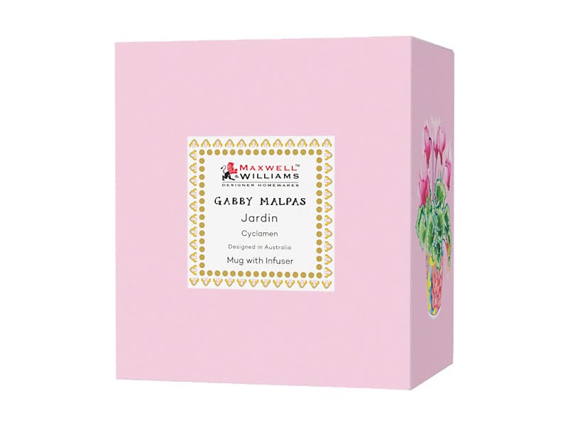 Maxwell & Williams MUGS Maxwell & Williams Gabby Malpas Jardin Mug With Infuser Cyclamen 340ml HV0386
