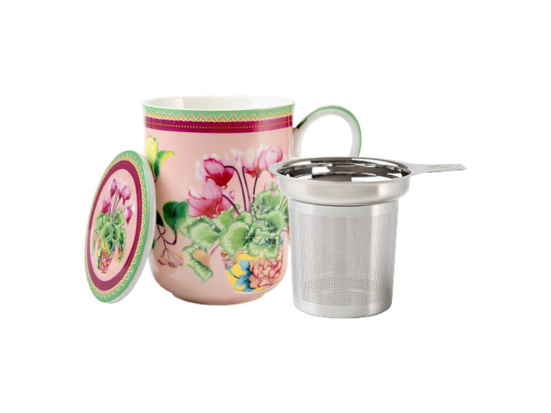 Maxwell & Williams MUGS Maxwell & Williams Gabby Malpas Jardin Mug With Infuser Cyclamen 340ml HV0386