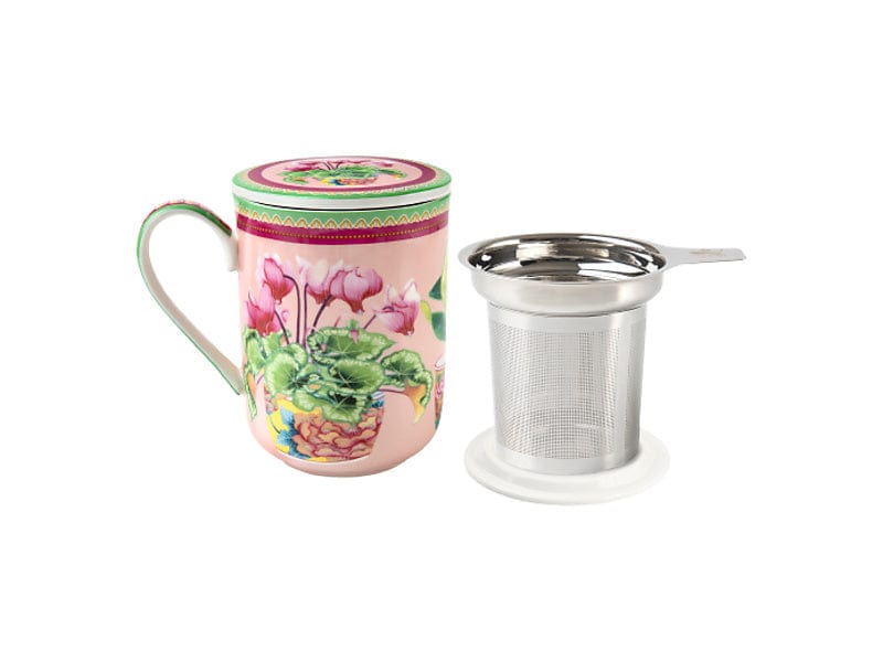 Maxwell & Williams MUGS Maxwell & Williams Gabby Malpas Jardin Mug With Infuser Cyclamen 340ml HV0386