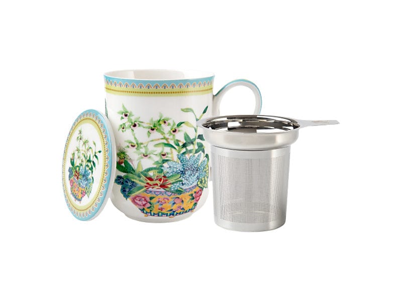 Maxwell & Williams MUGS Maxwell & Williams Gabby Malpas Jardin Mug With Infuser Orchid 340ml HV0387