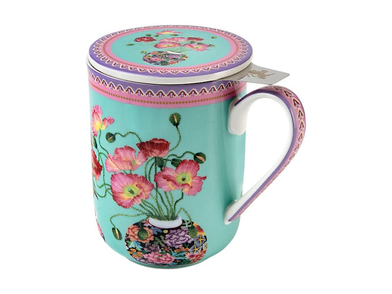 Maxwell & Williams MUGS Maxwell & Williams Gabby Malpas Jardin Mug With Infuser Poppy 340ml HV0389
