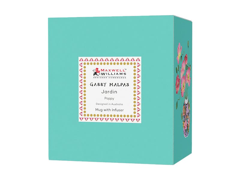 Maxwell & Williams MUGS Maxwell & Williams Gabby Malpas Jardin Mug With Infuser Poppy 340ml HV0389