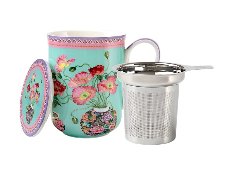 Maxwell & Williams MUGS Maxwell & Williams Gabby Malpas Jardin Mug With Infuser Poppy 340ml HV0389