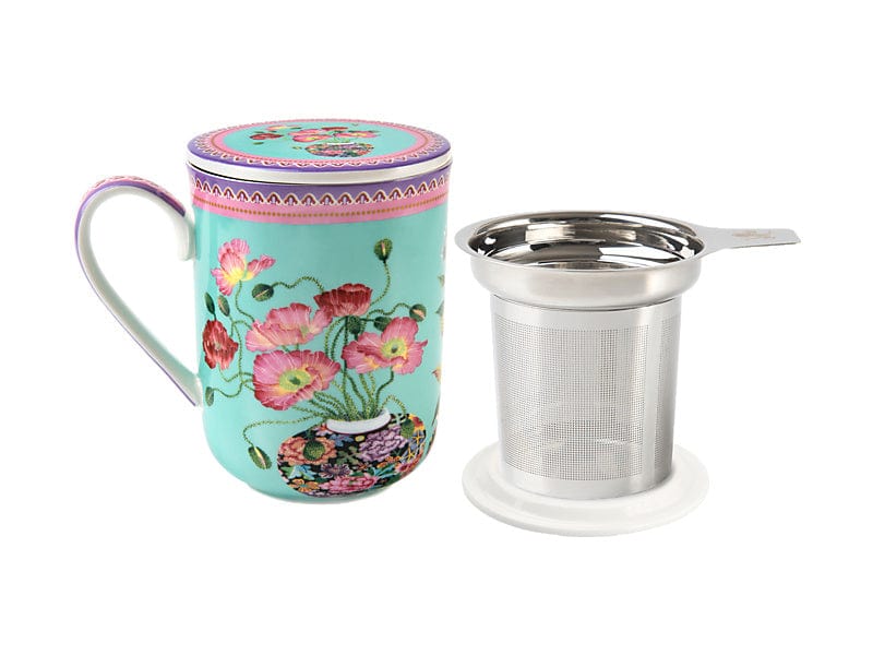 Maxwell & Williams MUGS Maxwell & Williams Gabby Malpas Jardin Mug With Infuser Poppy 340ml HV0389