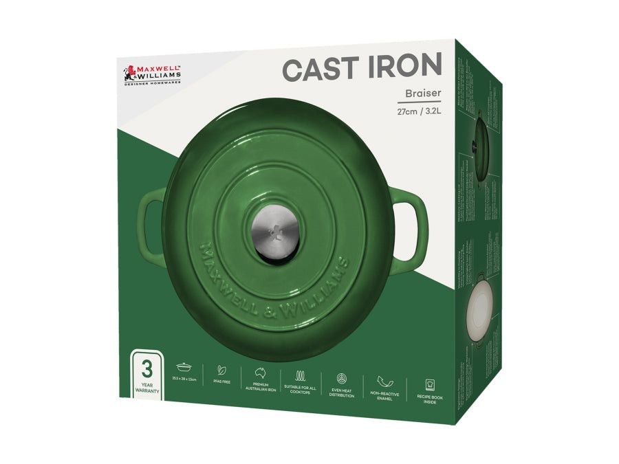 Maxwell & Williams POTS Maxwell & Williams Cast Iron Braiser 3.3L  English Racing Green SE0029