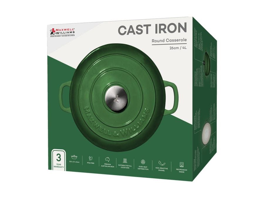 Maxwell & Williams POTS Maxwell & Williams Cast Iron Round Casserole 4L English Racing Green SE0030
