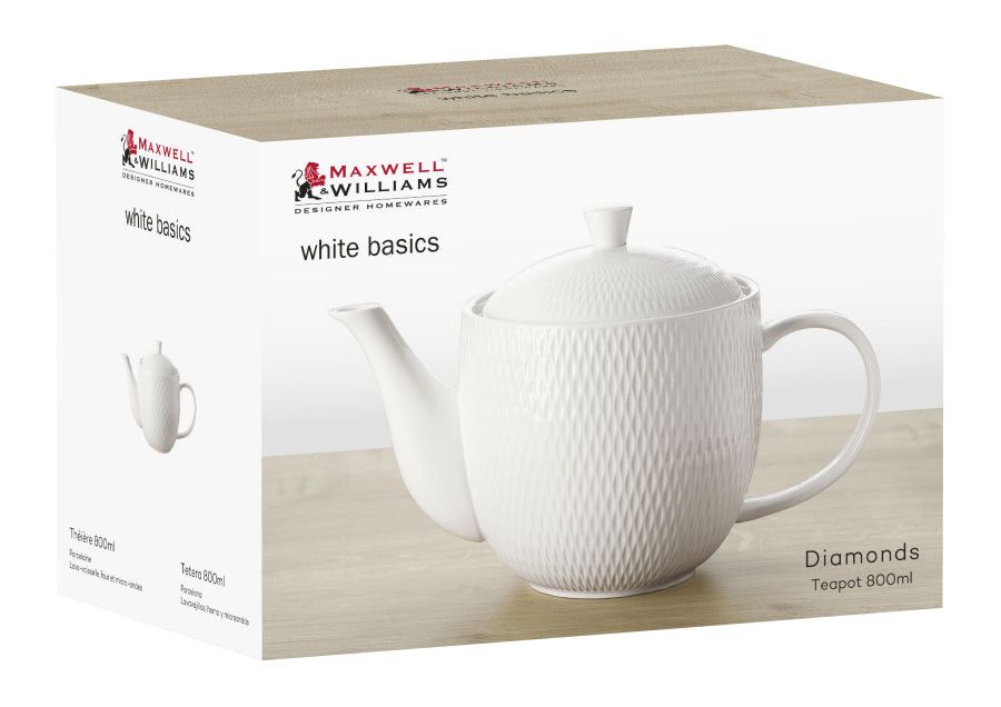 Maxwell & Williams Teapot Maxwell & Williams White Basics Diamonds Teapot 800ml DV0064
