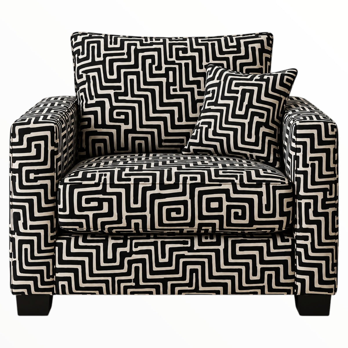 Piano Velvet Upholstery Fabric Maze Black/White 140 cm.