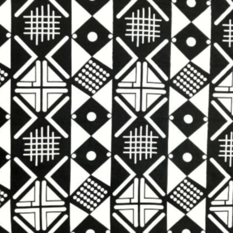 mazz Mini Matt Fabric Black Printed Mini Matt Design 2 MaXhosa Collection 140 cm (7821301547097)