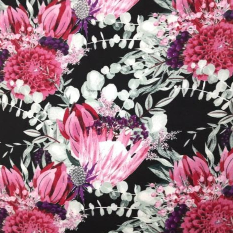 mazz Mini Matt Fabric Black Printed Mini Matt Design 66 Fynbos Collection  140 cm (7821264257113)