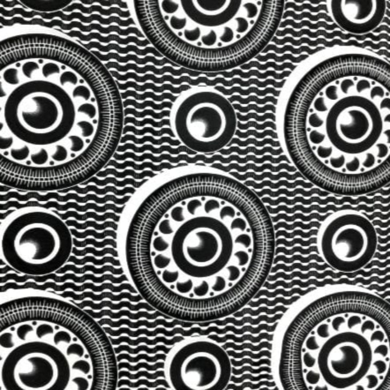 mazz Mini Matt Fabric Black Printed Mini Matt Design 8 MaXhosa Collection 140 cm (7821302693977)