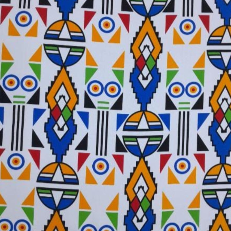 mazz Mini Matt Printed Mini Matt Design 3 Ndebele Navy 140 cm (7821260390489)