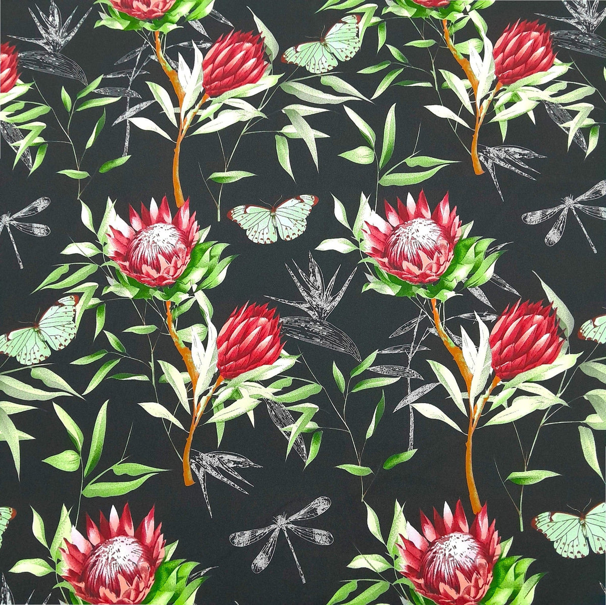 Mazztex Aadil Mini Matt Fabric Black Printed Mini Matt Butterfly 140 cm
