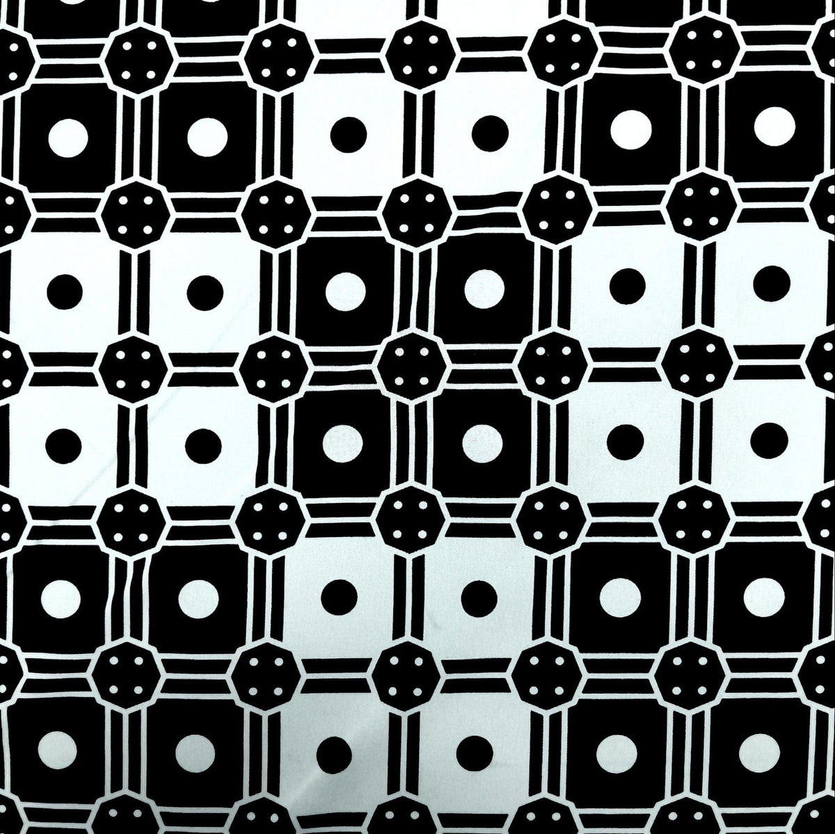 Mazztex Aadil Mini Matt Fabric Black Printed Mini Matt MaXhosa Dice 140 cm