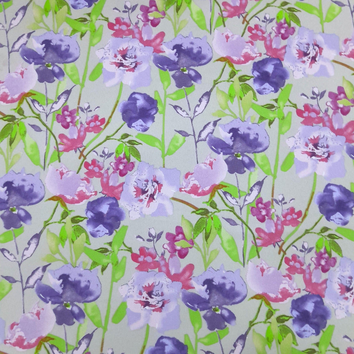 Mazztex Aadil Mini Matt Fabric Grey Printed Mini Matt Lilies 140 cm