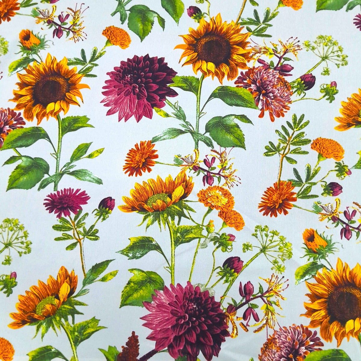 Mazztex Aadil Mini Matt Fabric Grey Printed Mini Matt Sunflower 140 cm