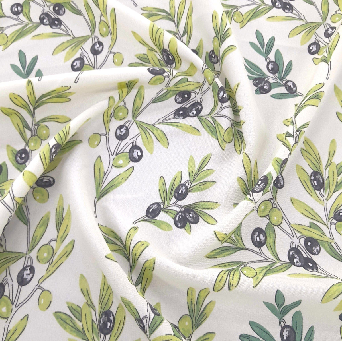 Mazztex Aadil Mini Matt Fabric Printed Mini Matt Olive Flowers 140 cm