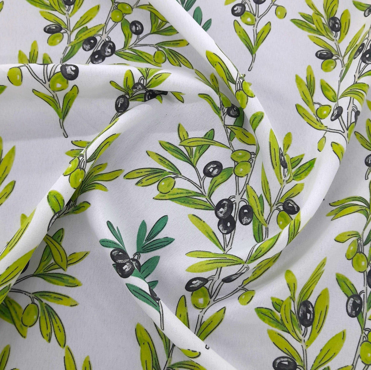 Mazztex Aadil Mini Matt Fabric Printed Mini Matt Olive Flowers 140 cm