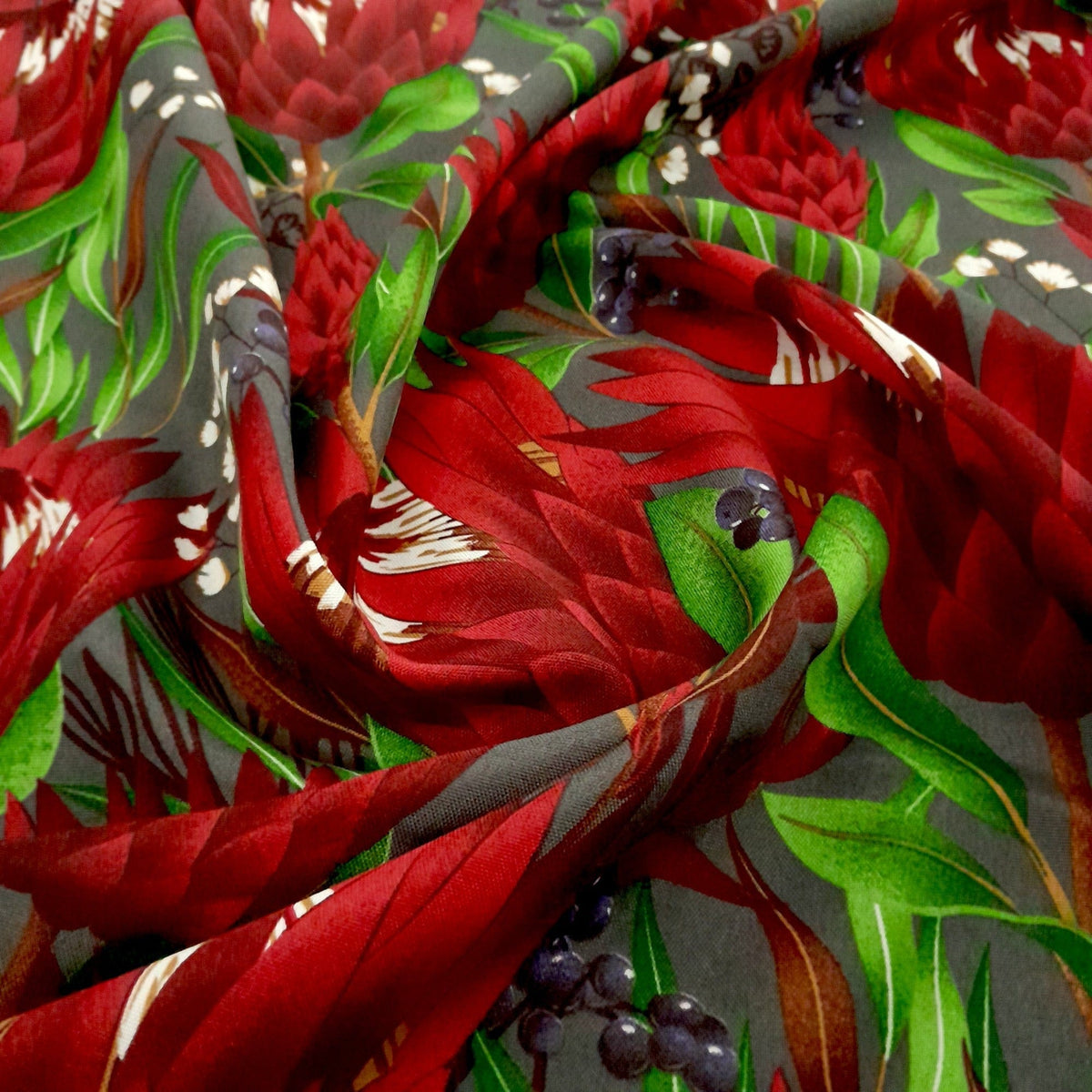 Mazztex Aadil Mini Matt Fabric Printed Mini Matt Protea Flowers 140 cm