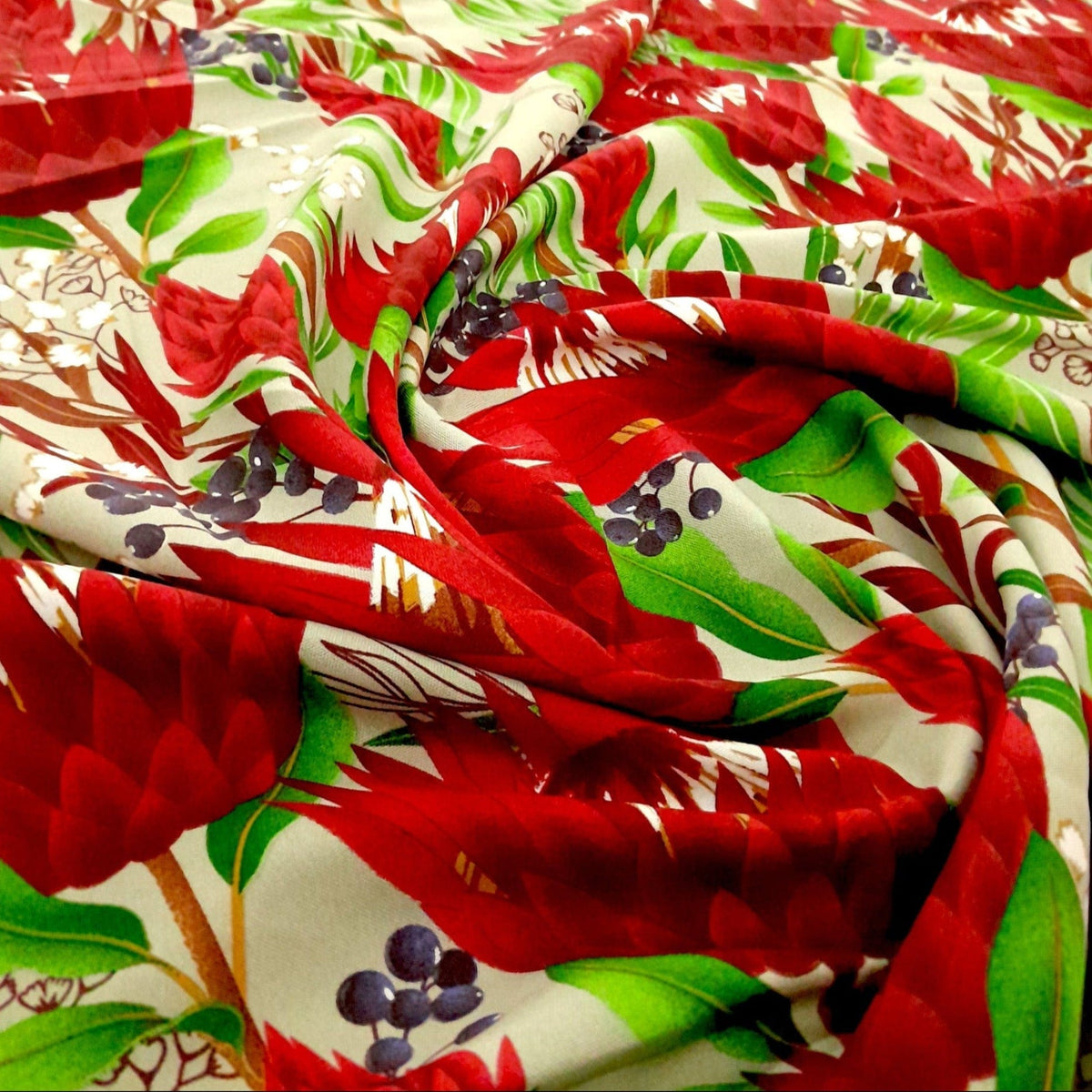 Mazztex Aadil Mini Matt Fabric Printed Mini Matt Protea Flowers 140 cm