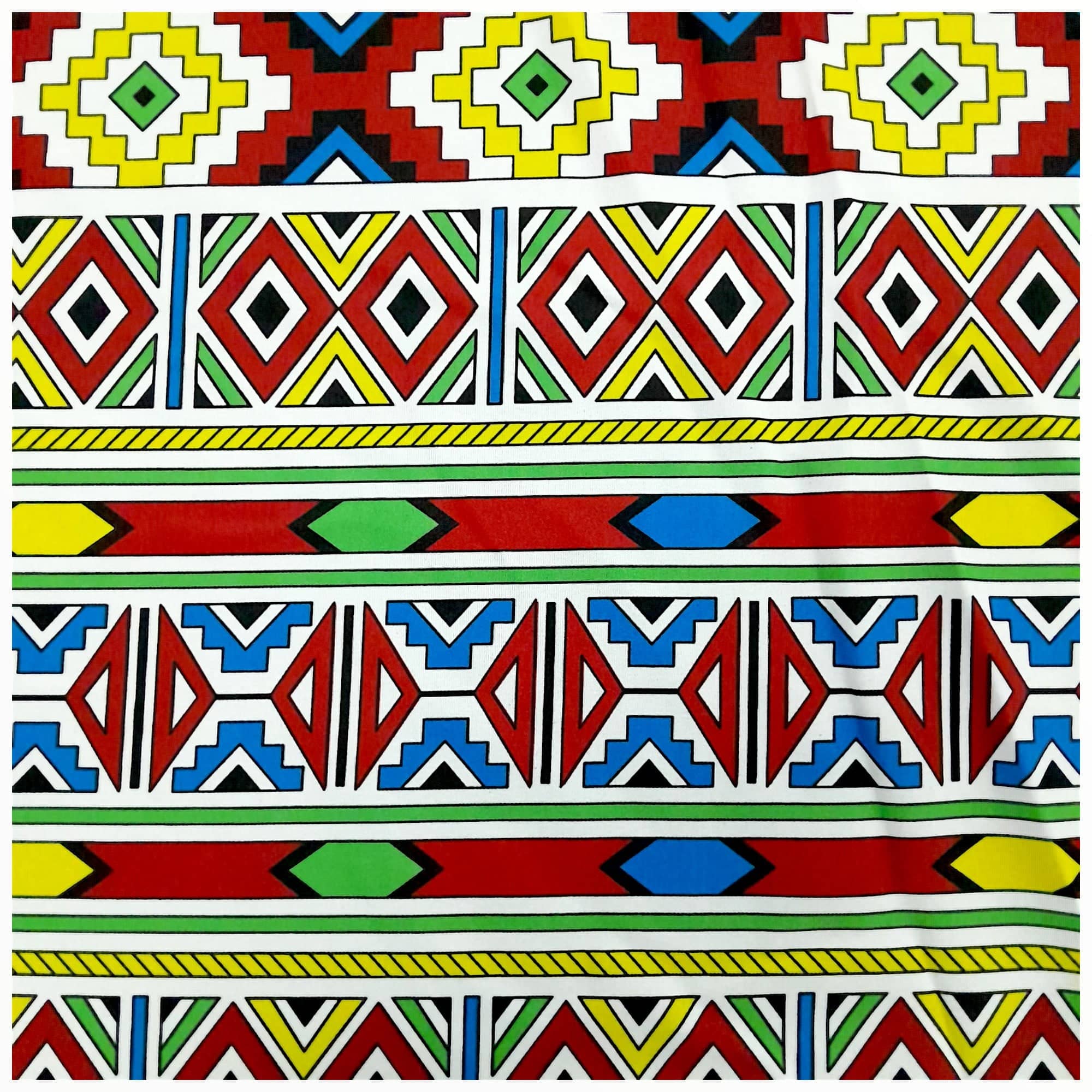 Mazztex Aadil Mini Matt Fabric Red Printed Mini Matt Ndebele 140 cm