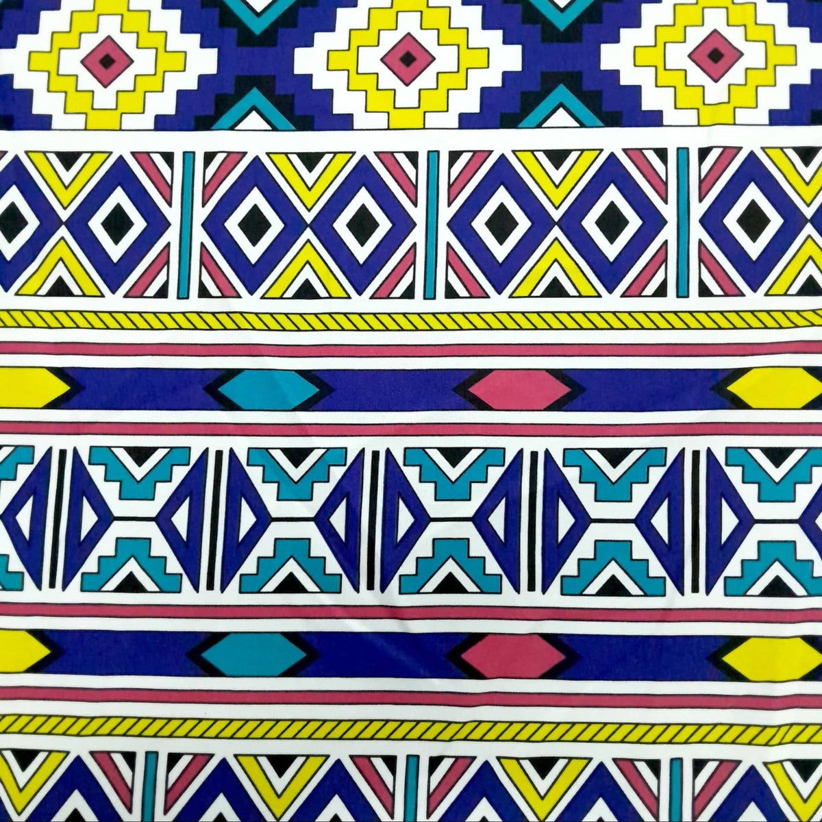 Mazztex Aadil Mini Matt Fabric Royal Blue Printed Mini Matt Ndebele 140 cm