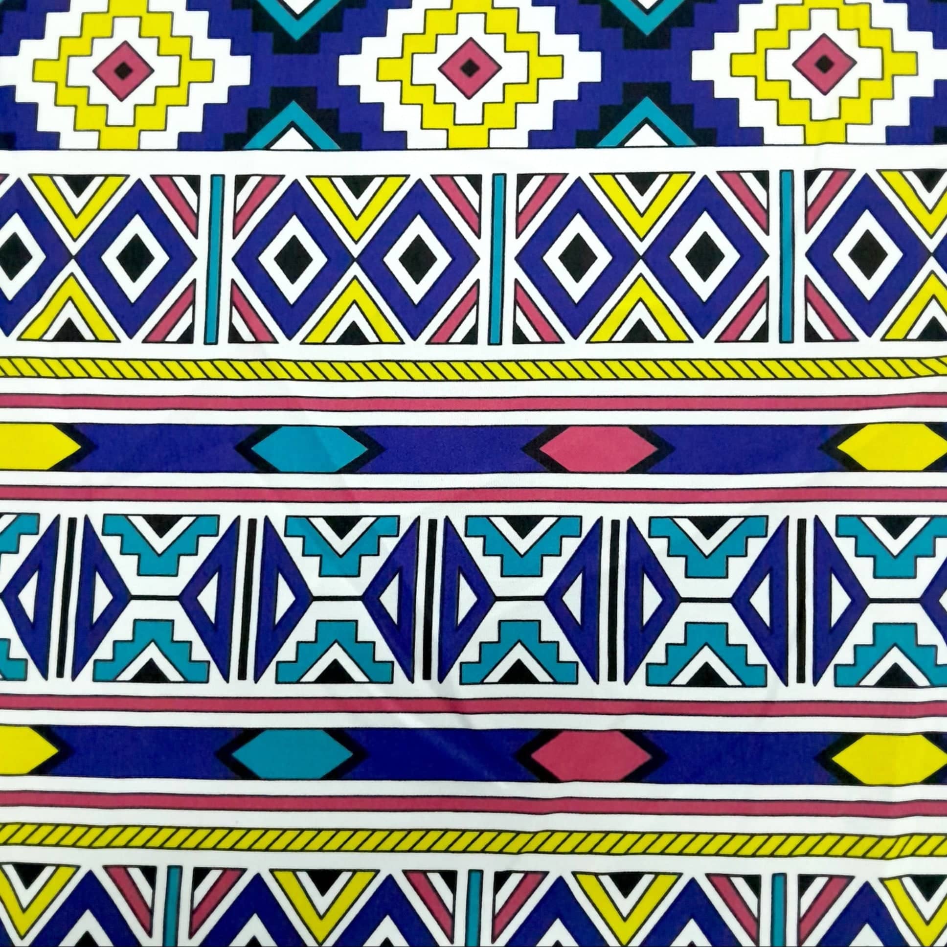 Mazztex Aadil Mini Matt Fabric Royal Blue Printed Mini Matt Ndebele 140 cm