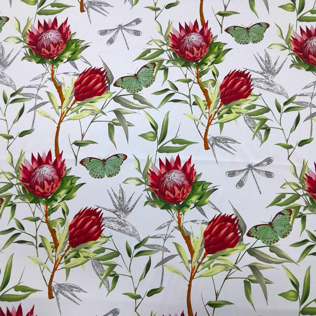 Mazztex Aadil Mini Matt Fabric White Printed Mini Matt Butterfly 140 cm