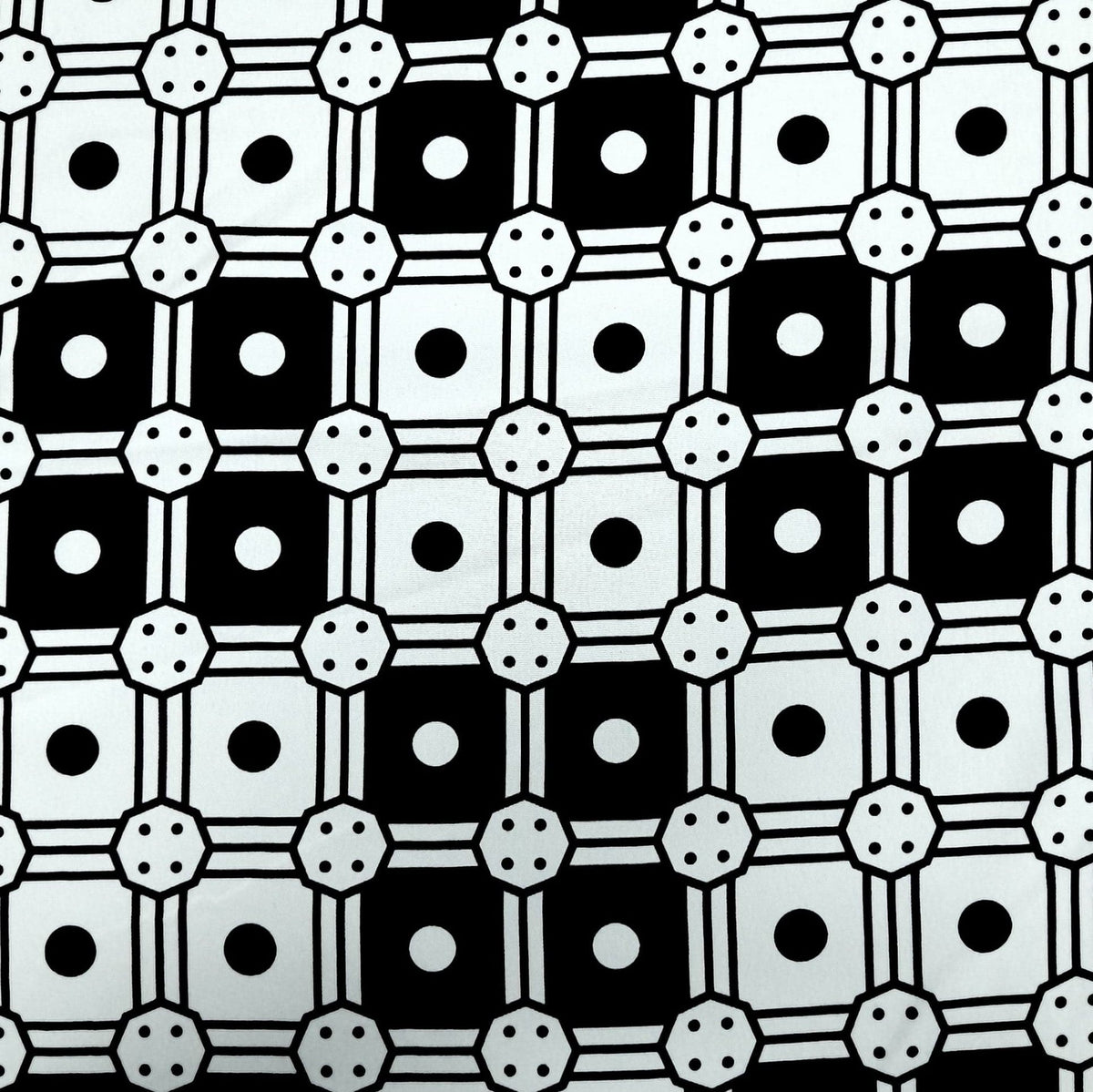 Mazztex Aadil Mini Matt Fabric White Printed Mini Matt MaXhosa Dice 140 cm