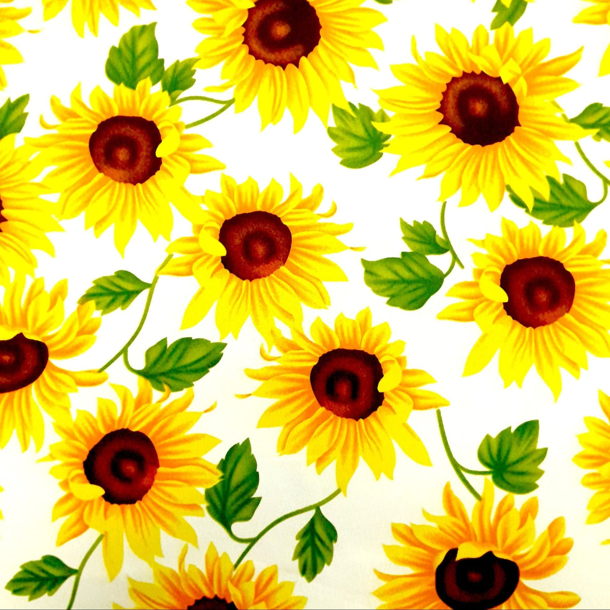 Mazztex Aadil Mini Matt Fabric White Printed Mini Matt Sunflower Big 140 cm