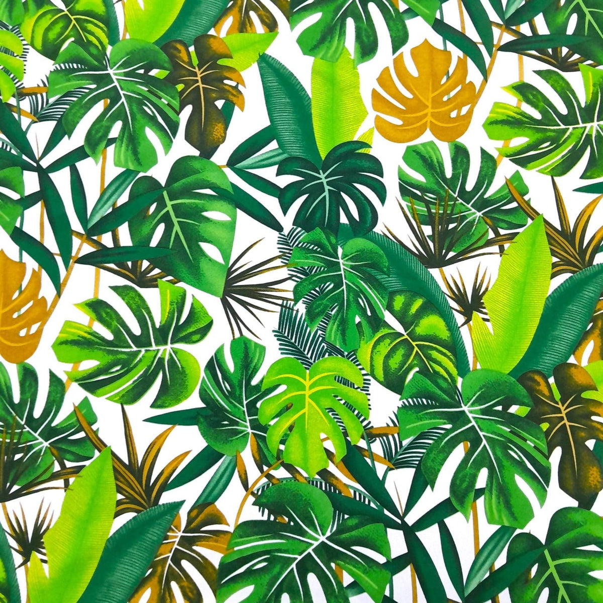 Mazztex Aadil Mini Matt Fabric White Printed Mini Matt Tropical 140 cm